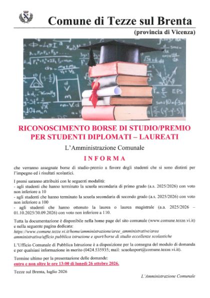 Borse di studio studenti meritevoli - anno scolastico ed accademico 2025-2026