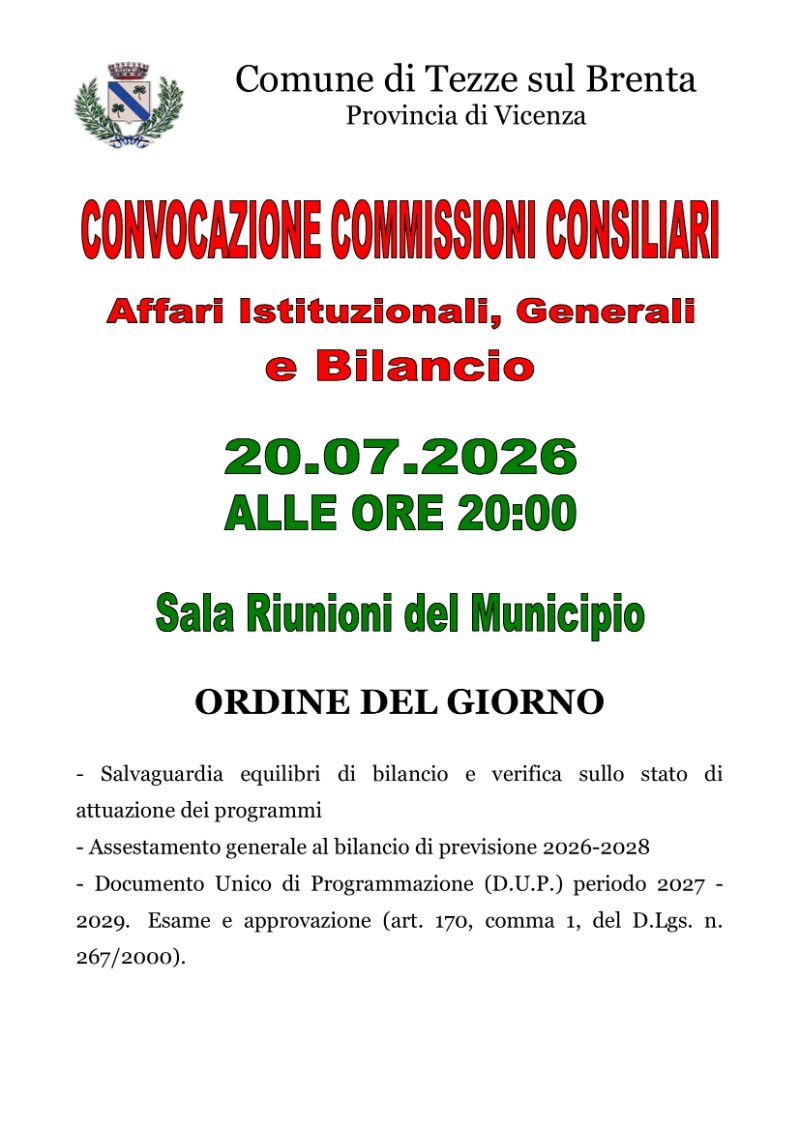 commissione Affari Istituzionali, Generali e Bilancio