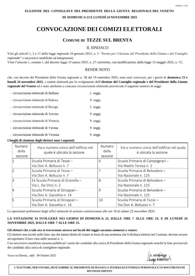 CONVOCAZIONE DEI COMIZI ELETTORALI